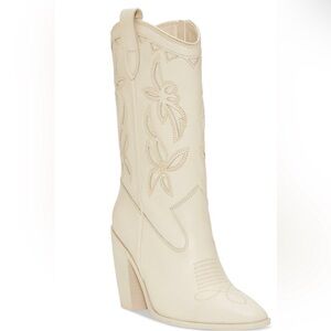 Cream Western-Style Women's Boots